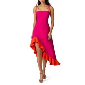 *Lining Repaired* Christian Siriano Asymmetric Slip Ruffle Cha Cha Dress Pink 12
